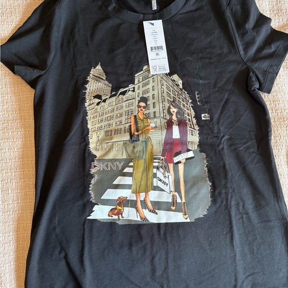 Dkny Tops - DKNY Black Women's Tee with Fashion Graphic BRAND NEW!